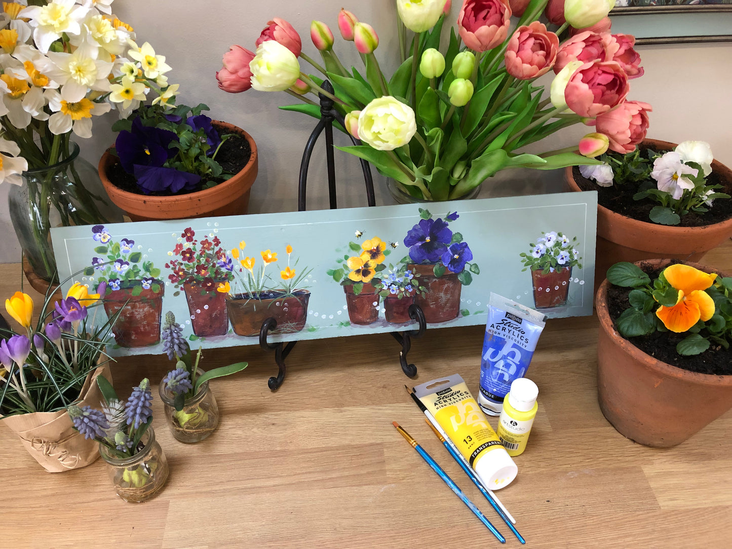 Spring Flowerpots Mother’s Day Painting Workshop Saturday 29th March 1pm - 4pm